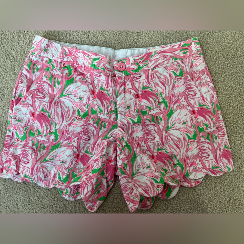 Lilly Pulitzer Pink and Green flamingo Floral‎ Women Shorts